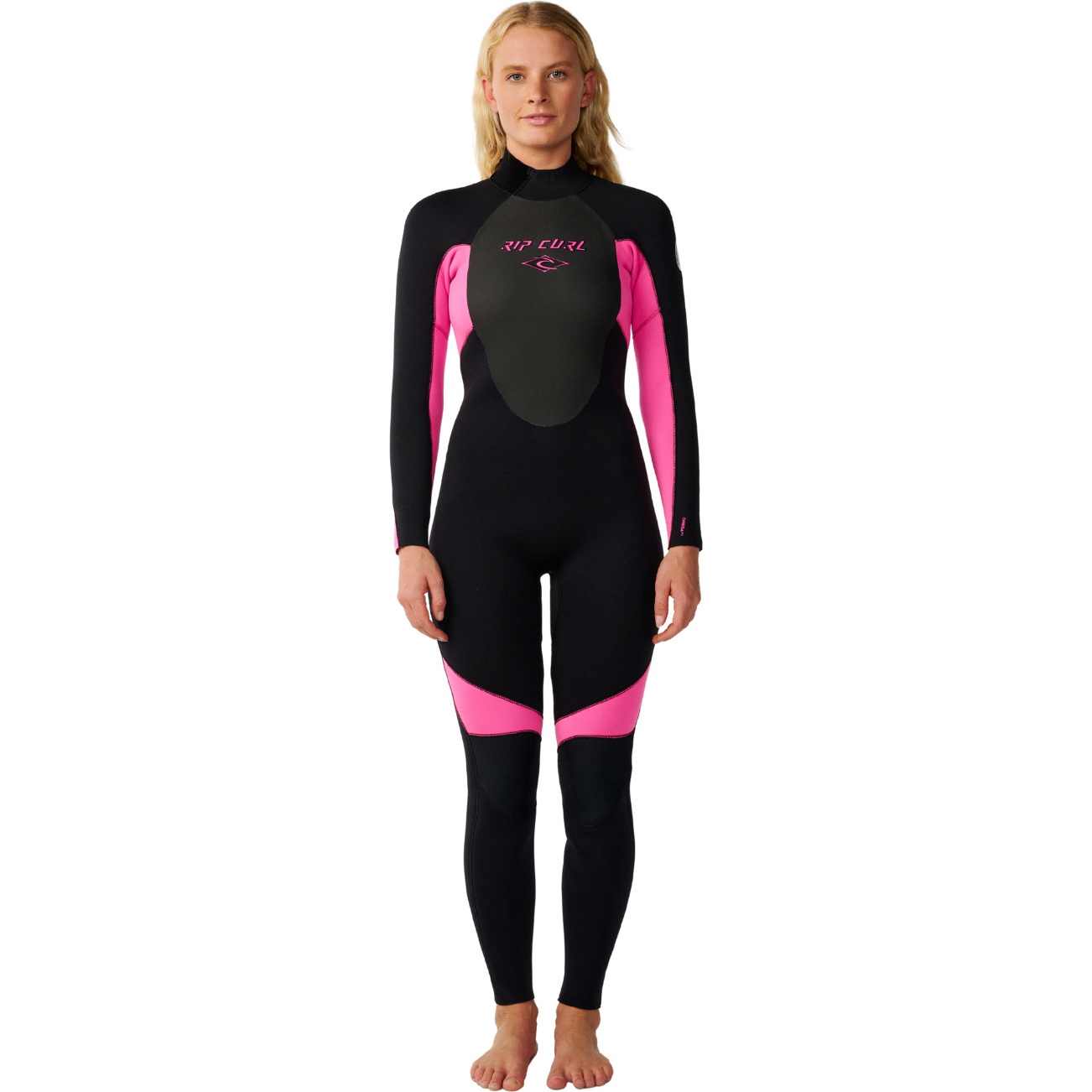 2026 Rip Curl Womens Omega 4/3mm Back Zip Wetsuit 17CWFS - Black / Pink
